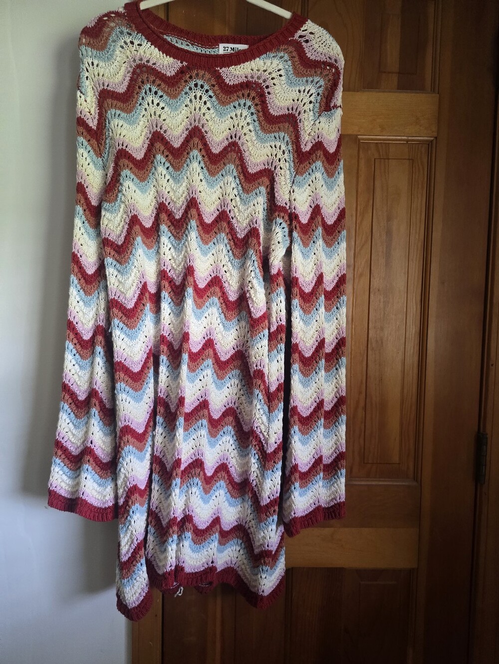 Knit Chevron Midi Dress in Multi-Color by (Unknown)
